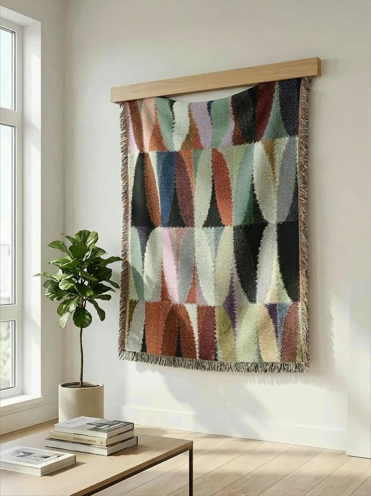 Home Decor {{variant_option}} - Earthtone Spectrum Abstract Throw Blanket – Modern Textured Woven Art Décor for Sofa and Bed woven throw blanket