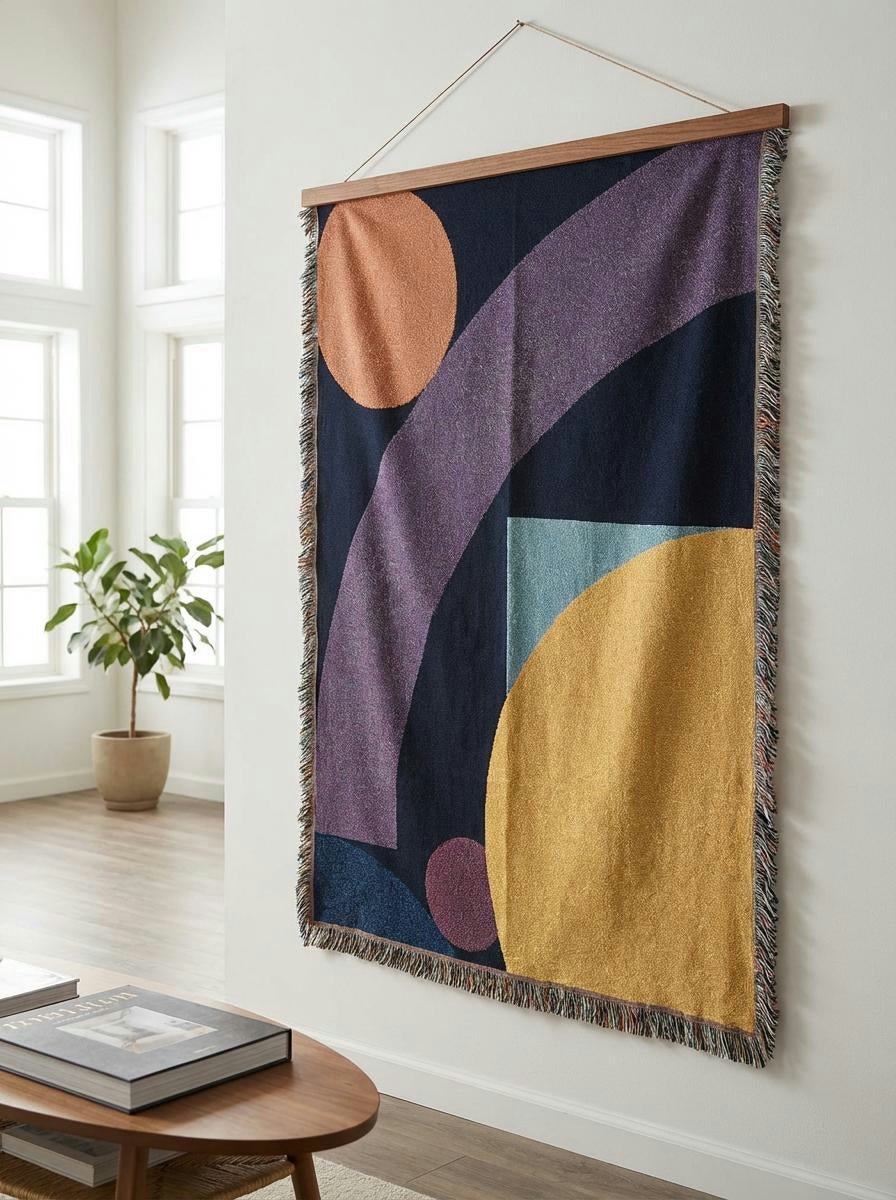 Solar Arch Minimalist Geometric Throw Blanket – Colorful Modern Woven Art Décor for Sofa and Bed - Modern Geometric Home Decor | HERITAGE LOOM CO.