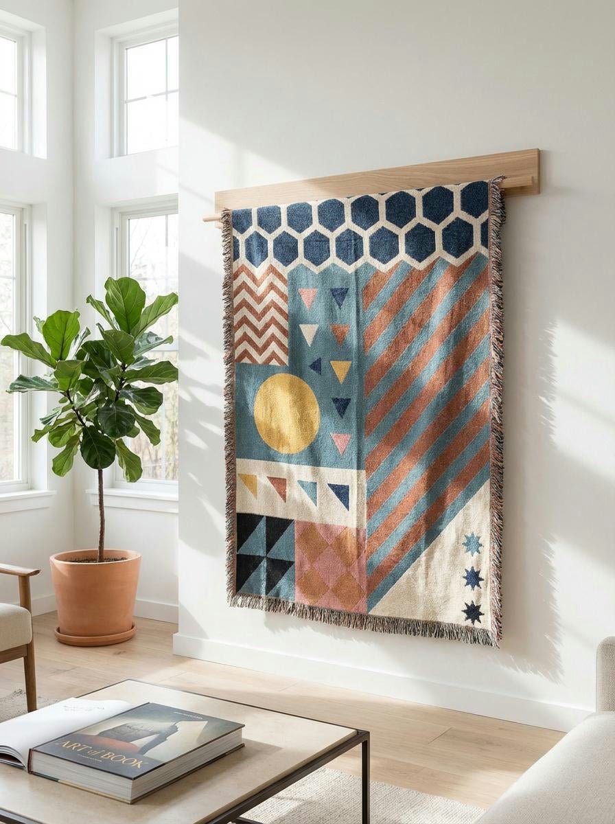 Sunrise Geometry Throw Blanket – Colorful Modern Woven Art for Sofa and Bed - Modern Geometric Home Decor | HERITAGE LOOM CO.