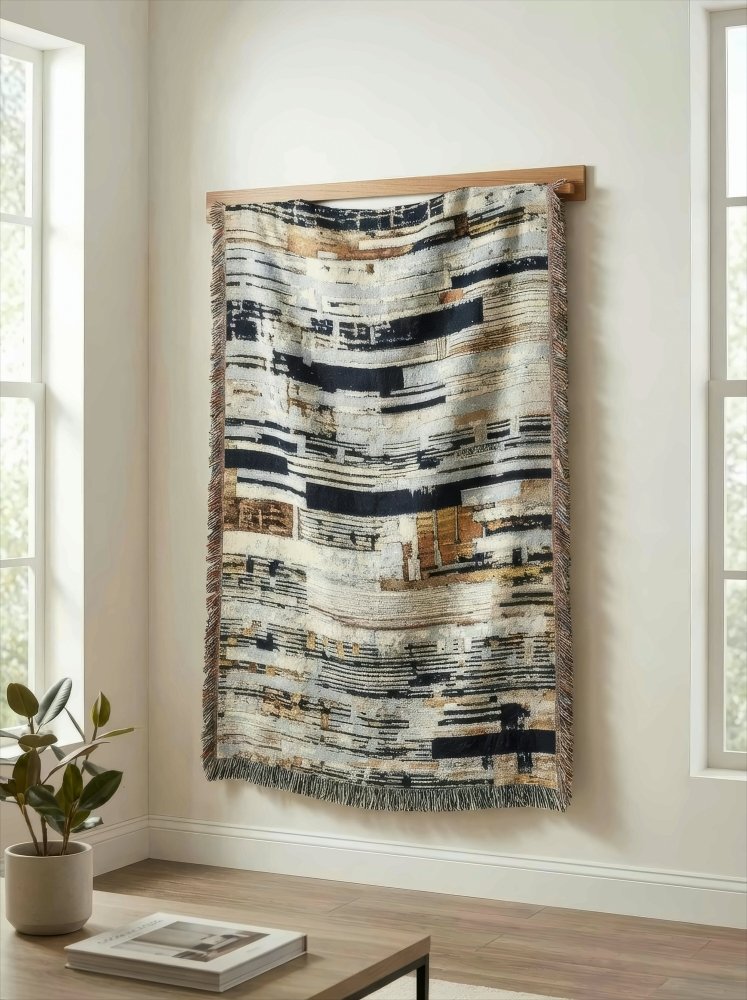 Home Decor {{variant_option}} - Wall Art Décor Woven Throw Blanket - Abstract Wall Art With Urban Rust Texture for Modern Farmhouse Décor and Bedroom Wall Art woven throw blanket